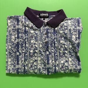 VINTAGE MADE IN USA Ashworth Golf Polo Floral Pattern Men’s XL